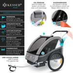 KESSER® Kinderanhänger Fahrradanhänger Sport-RX 2 in 1 Joggerfunktion Kinderfahrradanhänger + 5-Punkt Sicherheitsgurt 360Ḟ-Vorderrad Jogger Buggy Fahrrad Anhänger 1 bis 2 Kinder max. 40kg – Bild 3
