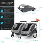 KESSER® Kinderanhänger Fahrradanhänger Sport-RX 2 in 1 Joggerfunktion Kinderfahrradanhänger + 5-Punkt Sicherheitsgurt 360Ḟ-Vorderrad Jogger Buggy Fahrrad Anhänger 1 bis 2 Kinder max. 40kg – Bild 7