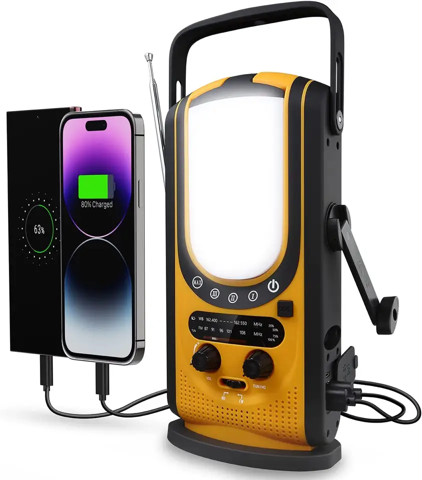 pic3 Tragbares Solar Kurbelradio mit LED Lampe und SOS-Alarmfunktion – Bild 1