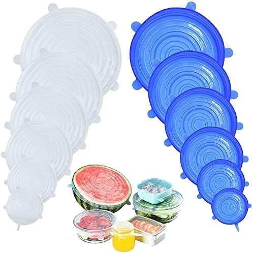 51WfT9Dc0eL._AC_.jpg DigHealth Silikon Stretch Deckel - 12-teilig, BPA-frei, Wiederverwendbar, Universal-Frischhalte-Deckel – Bild 1