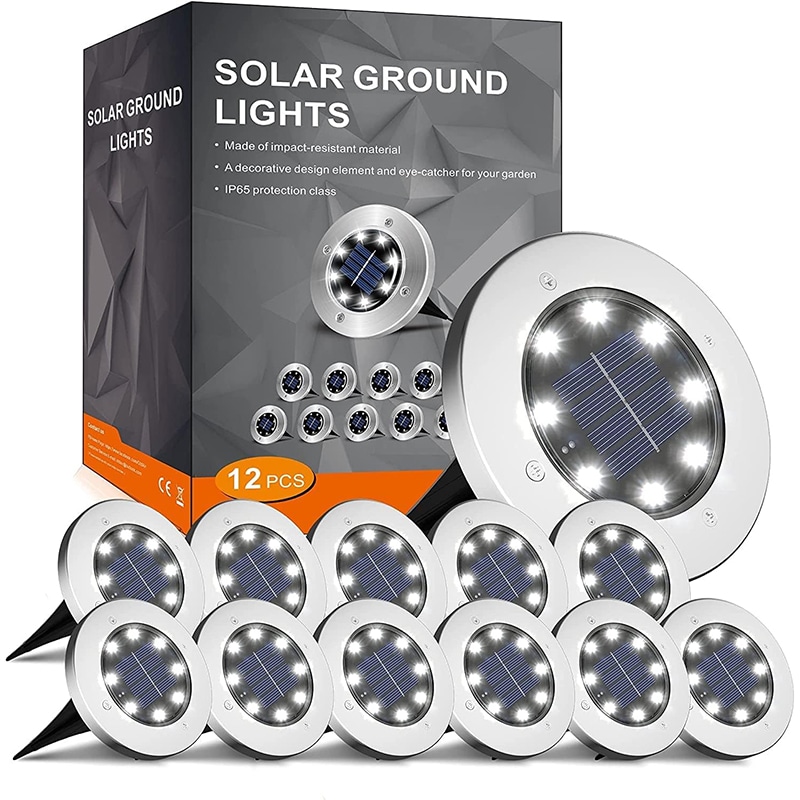 FLOWood3 FLOWood Solar Bodenleuchte Solarleuchte für Garten Solar Aussenleuchte 8 LEDs wasserdicht Edelstahl + Kunststoff – Bild 1