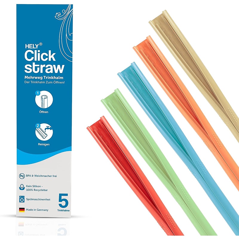 HELY4 HELY ClickStraw Strohhalm-Set – Trinkhalme wiederverwendbar aus recycelbarem Kunststoff, Mehrweg-Halme Made in Germany – Bild 1
