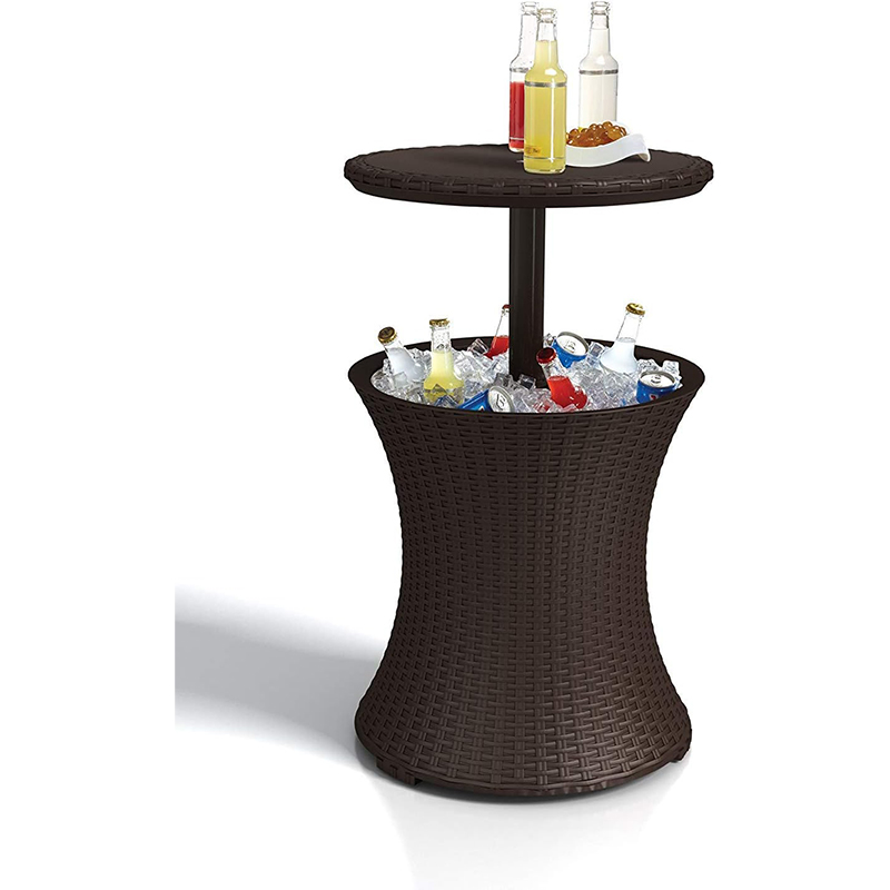 Keter2 Keter Pacific Cool Bar, 3-in-1 Cocktailtisch, Couchtisch und Outdoor Eiskühler in Rattanoptik, UV-geschützt und wetterfest, braun, Kühlbox 30l Volumen – Bild 1