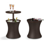 Keter Pacific Cool Bar, 3-in-1 Cocktailtisch, Couchtisch und Outdoor Eiskühler in Rattanoptik, UV-geschützt und wetterfest, braun, Kühlbox 30l Volumen – Bild 3