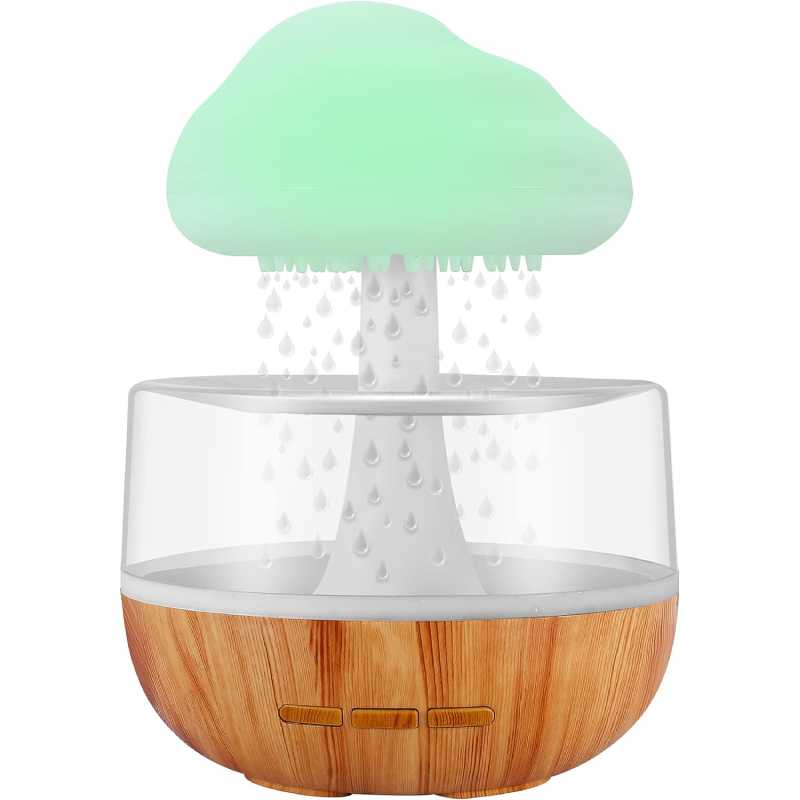 Weljoy Weljoy Zen Regenwolken-Nachtlicht, Aromatherapie, ätherisches Öl, Diffusor, Mikro-Luftbefeuchter, Schreibtisch-Brunnen, Nachttisch, Schlafen, Entspannung, Stimmung, Wassertropfen-Geräusch – Bild 1
