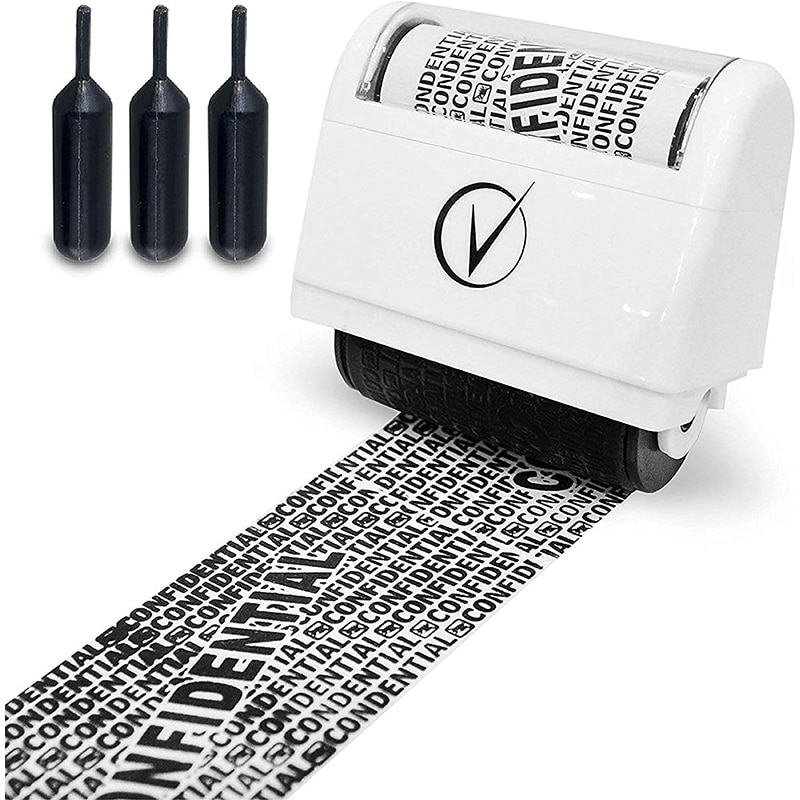 conf Datenschutz Rollstempel - Identitätsdiebstahlschutz-Rollenstempel - Rollstempel Datenschutz und Camouflage für Vertrauliche ID - + Gratis E-Book - Blackout Sicherheit – Bild 1