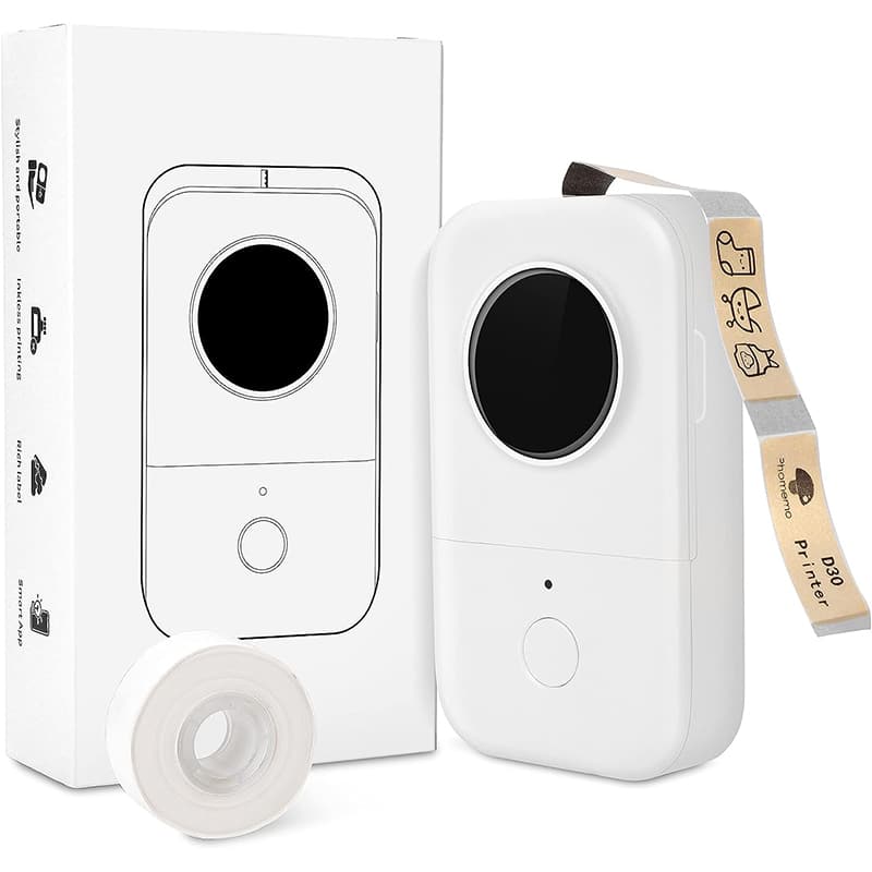 weiss1 Phomemo D30 Mini Beschriftungsgerät Selbstklebend Bluetooth Etikettiergerät selbstklebend Etikettendrucker Labeldrucker,Geeignet für Zuhause,Schule,Büro,Label maker für Smartphones und Tablets – Bild 1