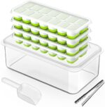 DOQAUS Silikon Eiswürfelform, Eiswürfelbehälter silikon mit Deckel und Zange 4 PACK Eiswürfel maker [LFGB-Zertifizierte BPA-Freie Eiswürfelform babybrei]