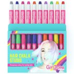 GirlZone Geschenke für Mädchen - Haarkreide-Set für kleine und grosse Mädchen - Auswaschbare Temporäre Haarfarben Geschenke für Kinder - 10 x Haarfärbestifte - Auswaschbare