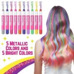 GirlZone Geschenke für Mädchen - Haarkreide-Set für kleine und grosse Mädchen - Auswaschbare Temporäre Haarfarben Geschenke für Kinder - 10 x Haarfärbestifte - Auswaschbare – Bild 2