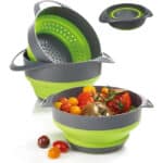 Bergmeister® Faltbares Schüssel Set 3in1 mit Abtropfsieb/Nudelsieb 1,7L / 2,8L Multifunktional Spülmaschinenfest Platzwunder für jedes Zuhause sowie Outdoor Camping Küche