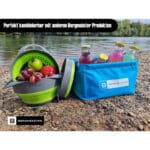 Bergmeister® Faltbares Schüssel Set 3in1 mit Abtropfsieb/Nudelsieb 1,7L / 2,8L Multifunktional Spülmaschinenfest Platzwunder für jedes Zuhause sowie Outdoor Camping Küche – Bild 7