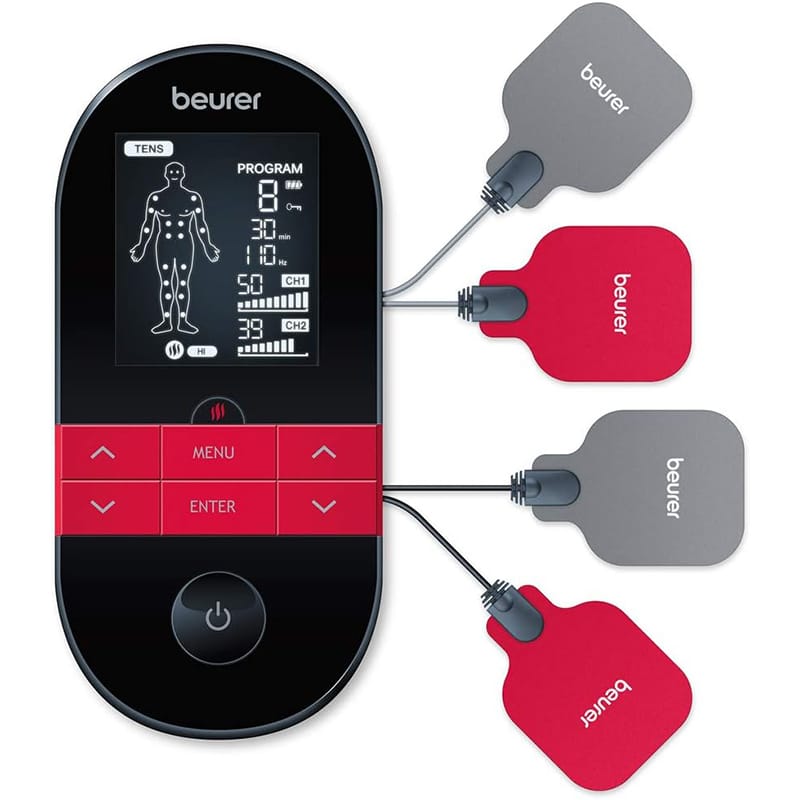 beurer Beurer EM 59 Heat digitales TENS / EMS Gerät, 4-in-1 Reizstromgerät zur Schmerztherapie, Muskelstimulation, Massage und Wärmetherapie, inkl. 4 Elektroden und Akku – Bild 1