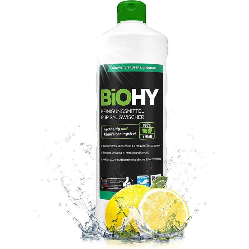 biohy1 BiOHY Reinigungsmittel für Saugwischer | 1200 Konzentrat für alle Nass-Trockensauger | ideal für Fliesen, PVC, Parkett, Laminat & Teppich | streifenfreier Glanz – Bild 1