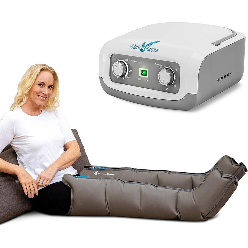 venen Venen Engel ® 4 Beinmassagegerät mit Beinmanschetten aus 4 Luftkammern – Venen Massagegerät für eine angenehme Gleitwellenmassage an den Beinen – Druck & Zeit unkompliziert einstellbar – Bild 1