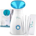 Pure Daily Care Nano-Dampfgarer Grosser 3-in-1-Nano-Ionen-Gesichtsdampfer mit präziser Temperaturregelung; 30 Minuten Dampfzeit; Luftbefeuchter; Verstopfte Poren; Mitesser; Spa-Qualität; 5-teilige