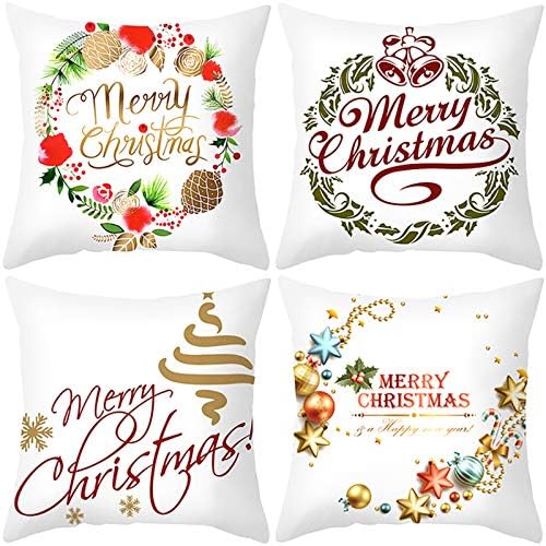 51cGa3C5ZOL._AC_.jpg LAXEUYO Kissenbezug Weihnachten 45x45 cm, 4 Stück Kissenhülle Dekorative Weiche Baumwolle Dekokissen Kissenbezug Weihnachten – Bild 1