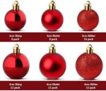ilauke 100 Weihnachtskugeln Christbaumkugeln Set changierend glänzend glitzernd matt Christbaumschmuck bis Ø 6 cm -Baumschmuck Kunststoff Weihnachten Deko Anhänger – Bild 3