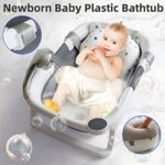 Baby Badewanne Faltbare Babybadewanne, Baby Bathtub Babywanne Wanne Faltbar mit Badewannen Stützkissen Sitzmatte, Rutschfeste Tragbare Reisedusche Badebecken Duschwanne für Neugeborene Kleinkinder – Bild 4