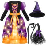 Spooktacular Creations Hexenkostüm für Mädchen, Light-up Hexen Halloween Kostüm Kleid UP – Bild 5