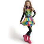 Spooktacular Creations Punky Buntes Skelett Deluxe Mädchen Kostüm Set mit Haarverlängerungen für Halloween Kostüm Dress Up Partys – Bild 6