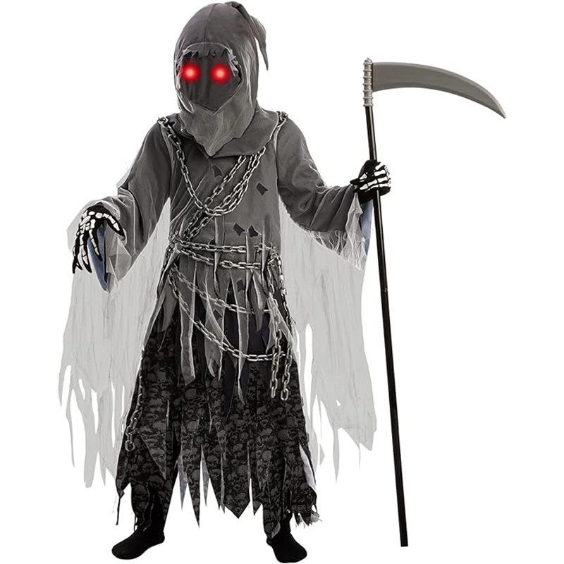 Spooktacular1 Spooktacular Creations Soul Taker Kind Sensenmann Kostüm mit leuchtenden Augen für Halloween Trick-or-Treating – Bild 1