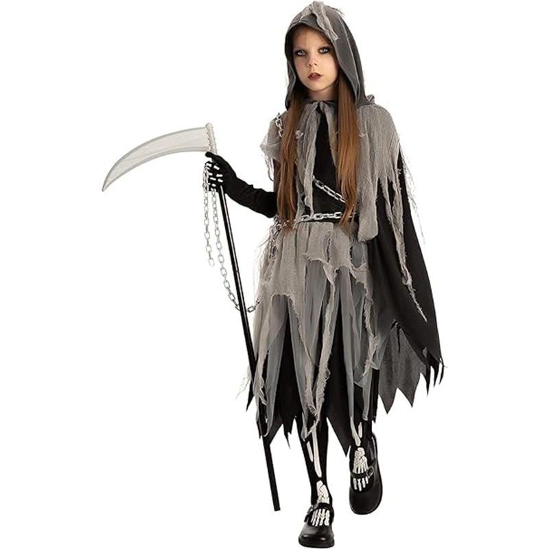 Spooktacular1 Spooktacular Creations Sensenmann Mädchen Kostüm Glühen im Dunkeln für Halloween Dress Up Party – Bild 1