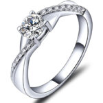 YL Verlobungsring Ehering 925 Sterling Silber mit 5MM 5A Zirkonia Unendlichkeit Ring für Damen