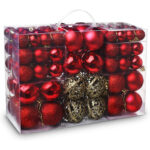 ilauke 100 Weihnachtskugeln Christbaumkugeln Set changierend glänzend glitzernd matt Christbaumschmuck bis Ø 6 cm -Baumschmuck Kunststoff Weihnachten Deko Anhänger