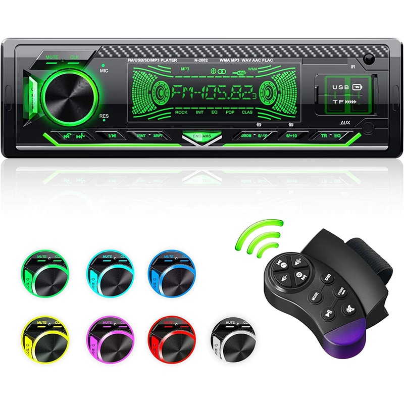 mehfarbig CENXINY Autoradio mit Bluetooth Freisprecheinrichtung, 7 Farben Licht Einstellbar 1 Din Autoradio Bluetooth mit USB*2/AUX/TF, MP3 Player/FM Autoradio Radio mit Bass – Bild 1