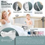 KESSER® Zustellbett Hubi 3in1 Baby Beistellbett Reisebett Babybett mit weich Matratze, mit Rollen Kinderbett, 5-Fach Höhenverstellung, Faltbare Seitenwand für Zuhause und Unterwegs – Bild 5