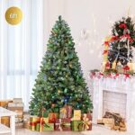 SHareconn Weihnachtsbaum künstlich Scharnier Weihnachtsbaum mit Beleuchtung Warmweissen und Mehrfarbigen LichternTransformationsmodi Zweigspitzen und Faltbarem Metallständer – Bild 7