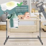 KESSER® Zustellbett Hubi 3in1 Baby Beistellbett Reisebett Babybett mit weich Matratze, mit Rollen Kinderbett, 5-Fach Höhenverstellung, Faltbare Seitenwand für Zuhause und Unterwegs – Bild 3