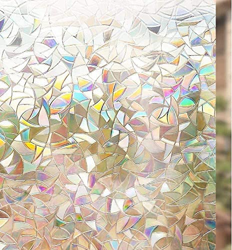 61saGoEn5xL._AC_.jpg rabbitgoo Fensterfolie Blickdicht Selbsthaftende, Sichtschutzfolie Fenster Bunt, 3D Regenbogen Folie Fenster 44.5x200cm Statisch Haftend ohne Klebstoff Anti UV Sonnenschutz für Büro Wohnzimmer – Bild 1