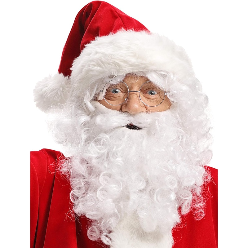 SANTA1 Perücke + Bart + Mütze + Augenbrauen + Brille Weihnachtsmann Nikolaus Santa Claus Weihnachten – Bild 1