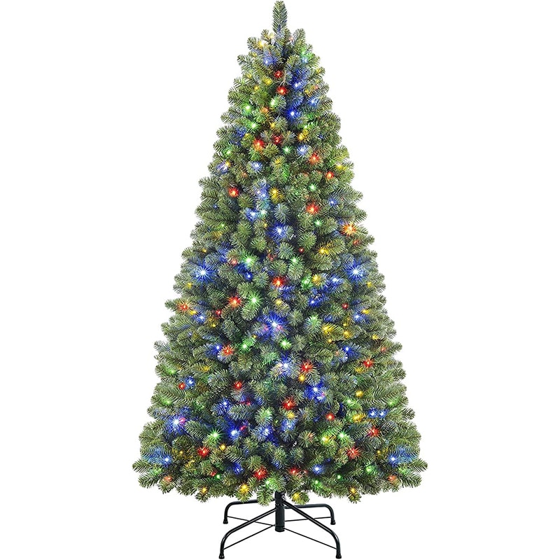 SHareconn1 SHareconn Weihnachtsbaum künstlich Scharnier Weihnachtsbaum mit Beleuchtung Warmweissen und Mehrfarbigen LichternTransformationsmodi Zweigspitzen und Faltbarem Metallständer – Bild 1