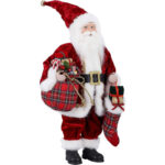Uten Weihnachtsmann Santa Claus Figuren animierte Weihnachtsstern stehend Santa Figur mit Geschenk und Weihnachtsbaum für Tischplatte Figur Ornamente Weihnachtsfeier – Bild 2