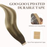 GOO GOO Tape in Extensions Echthaar, Walnussbraun bis Aschbraun und Bleichblond, Haarverlängerung Echthaar Tapes Echthaar Extensions – Bild 3