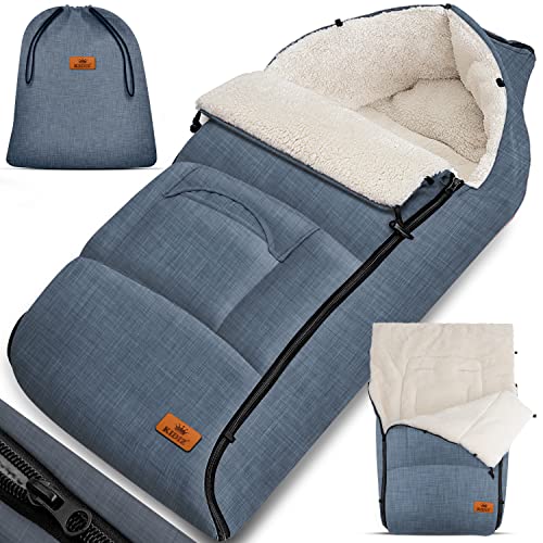 51z16vo0CuL.jpg KIDIZ® Babyfusssack Winterfusssack Babyschale mit Reissverschluss Kuschelsack Babydecke Kinderwagen waschbar verschliessbarer Kopfteil – Bild 1