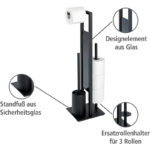 WENKO Stand WC-Garnitur Rivalta, mit integriertem Toilettenpapierhalter und WC-Bürstenhalter – Bild 2