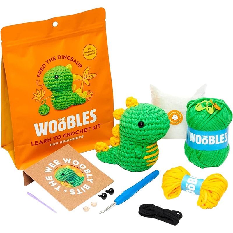 dino The Woobles Häkelset für Anfänger mit Easy Peasy Garn wie aus Shark Tank zu sehen – Bild 1