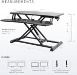 VIVO 32” Stehpult-Konverter mit höhenverstellbarem Aufsatz, Steh-Sitz-Arbeitsplatz für zwei Monitore und Laptop, mit breiter Tastaturablage – Bild 3