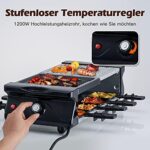 CUSIMAX Raclette Grill für 8 Personen - Stein- und Grillplatte - Stufenlos einstellbare Temperatur – Bild 5