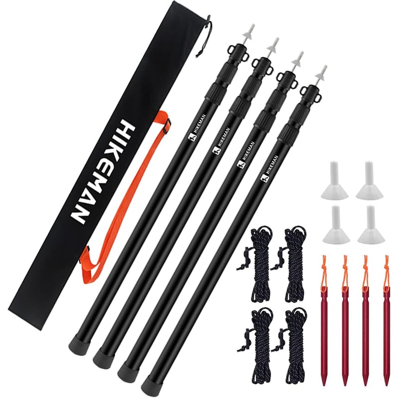 HIKEMAN 1 HIKEMAN Teleskopstange für Zelte Tarp (4PCS)Black