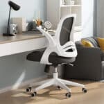 Hbada Bürostuhl Ergonomischer Schreibtischstuhl Drehstuhl mit klappbaren Armlehnen Mesh Computerstuhl Arbeitsstuhl Leichter Stuhl Weiß
