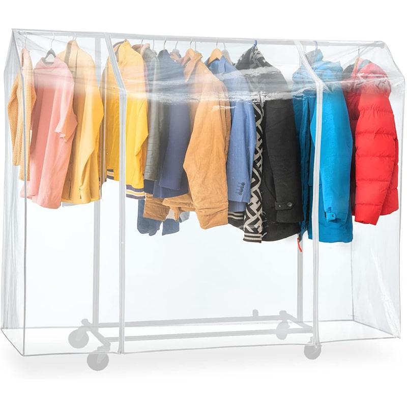 Tatkraft 4 Tatkraft Big Schutzhülle für Kleiderständer, Abdeckung für Kleiderständer, Plastik, Transparent, 2 Reissverschlüsse, Extrabreit, L183 cm