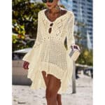 Bsubseach Damen Crochet Strandkleid mit Flare Sleeve