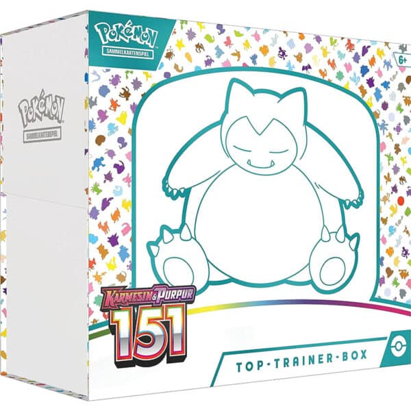 Pokémon-Sammelkartenspiel: Top-Trainer-Box Karmesin & Purpur – 151 (9 Boosterpacks & Premium-Zubehör)