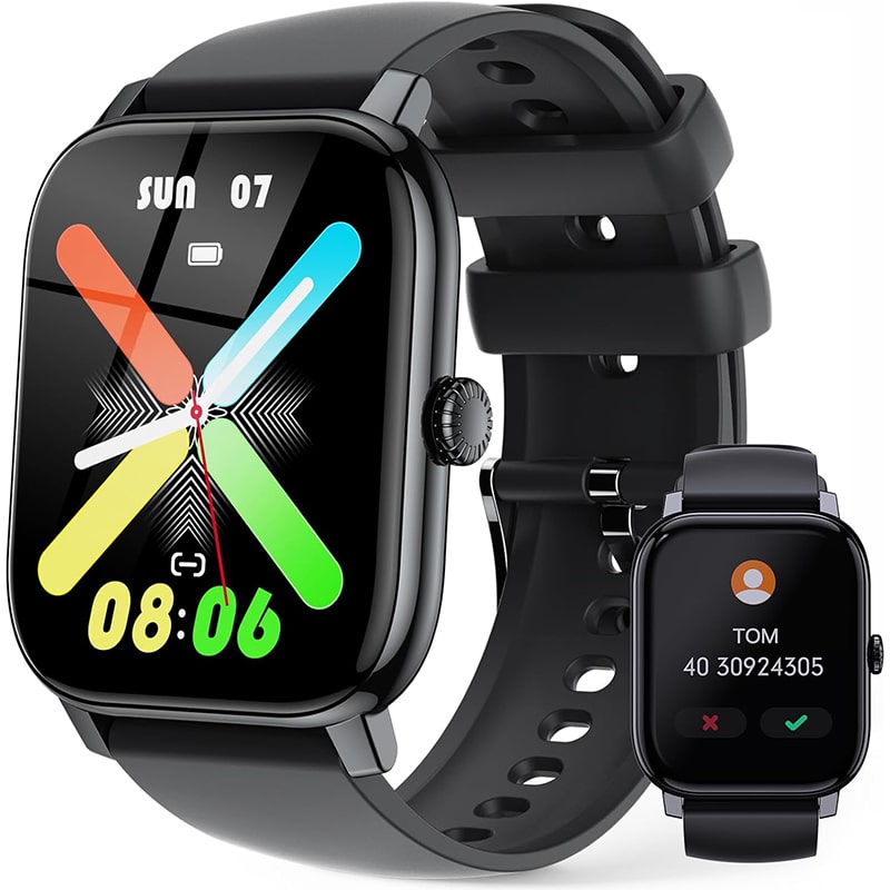 Smartwatch 1 LLKBOHA Smartwatch Herren mit Telefonfunktion D-Schwarz