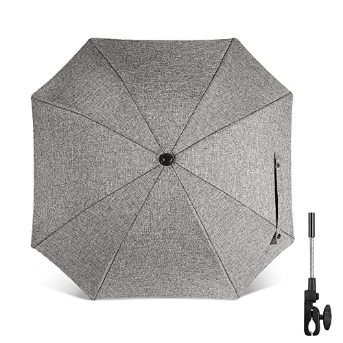 Winload Sonnenschirm Buggy, Universal Sonnenschirm kinderwagen, UV Schutz 50+ Sonnenschutz, fĂĽr Rund- und Ovalrohre, 70 cm Durchmesser, Babywagen Schirm mit Gerader Schirmgriff